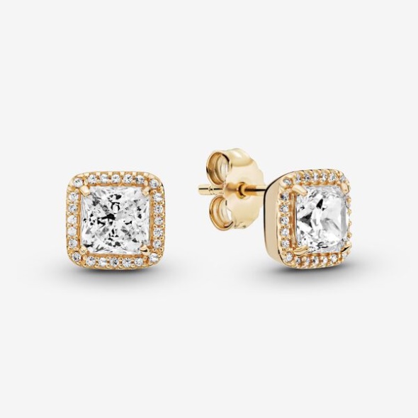 Square Sparkle Halo Stud Earrings Pandora Australia
